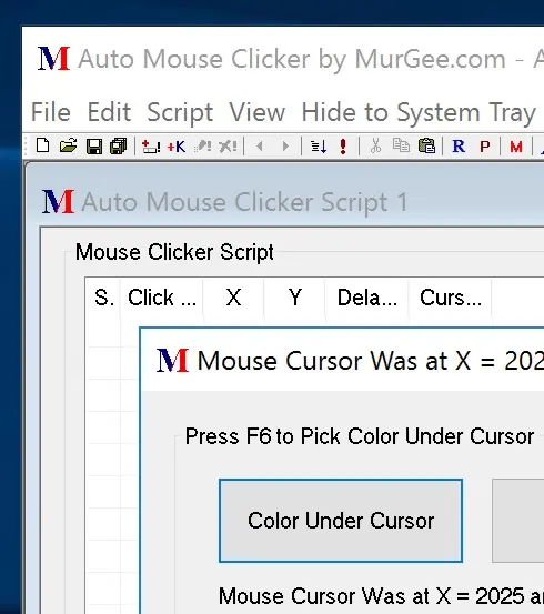 Configuration Screen of Color Clicker