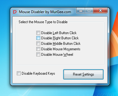 Disable Complete Keyboard and Mouse Functions with Mouse Disabler