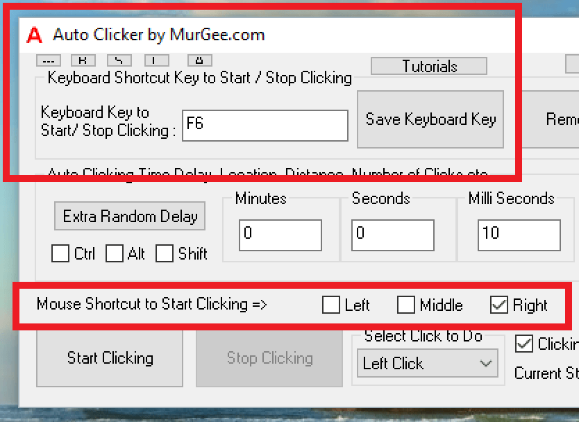Mouse and Keyboard Shortcut to Start Auto Clicking