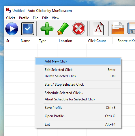 Right Click Menu in Advanced Version of Auto Clicker