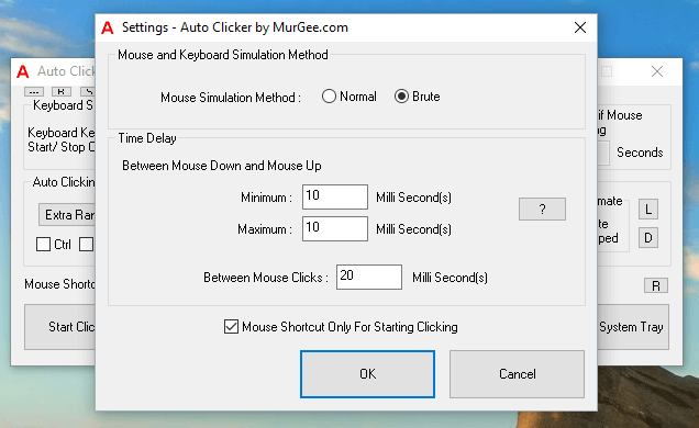 Configurable Time Delay between Mouse Down and Mouse Up making a single Mouse Click