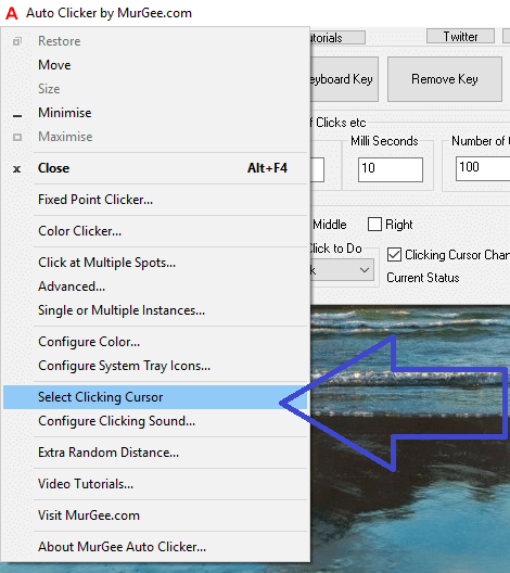 Select Clicking Cursor in Auto Clicker